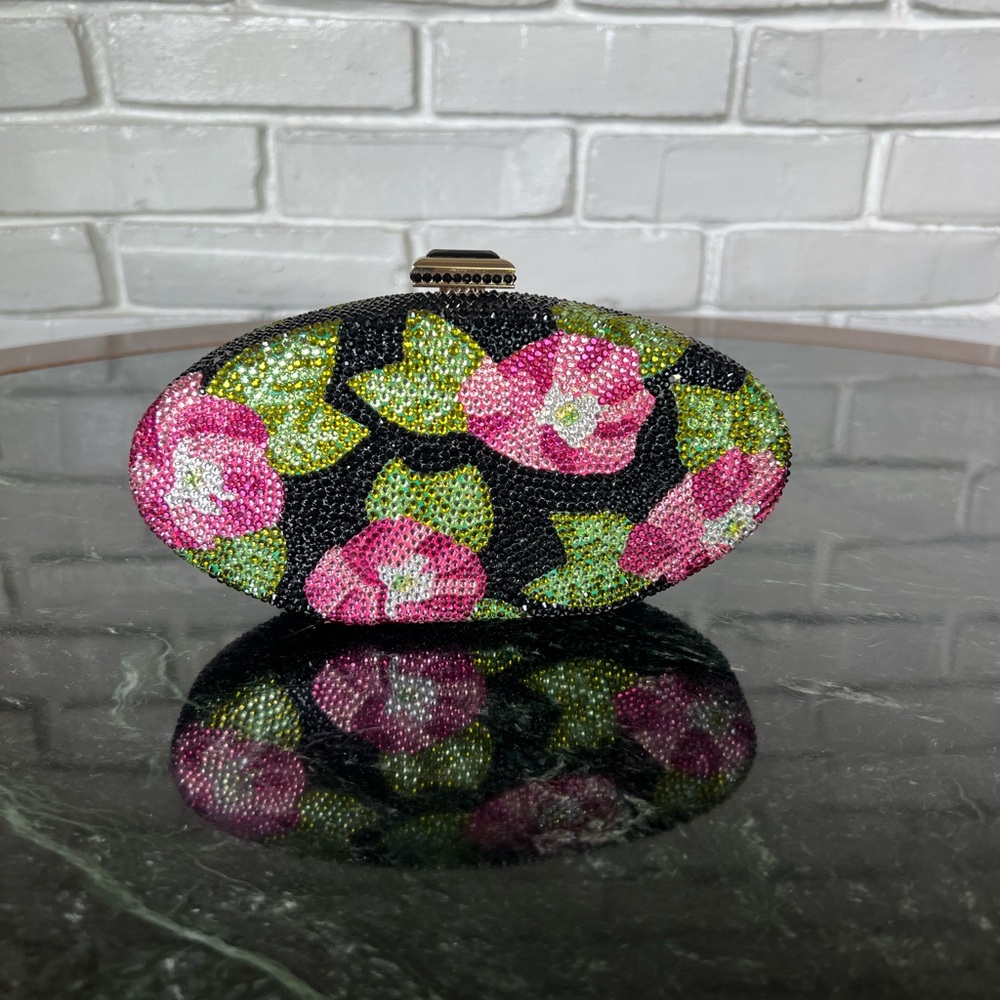 Loren Bell Swarovski EGG shaped crystal Floral purse